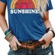 thumbnail image 3 of Camiseta de manga corta con cuello redondo para mujer, camisetas informales de moda con estampado de letras, camisetas de manga corta para mujer, azul S, 3 of 5
