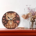 thumbnail image 2 of Brown Cat Full Love Round Wall Clock Silent Battery Operated Home Decor for Living Room Bedroom, 2 of 7