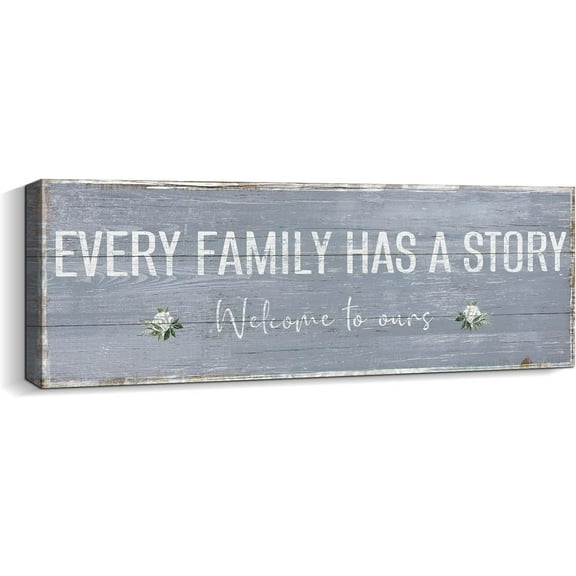 Aaheei Farmhouse Inspirational Wall Art Every Family Has A Story Quote Saying Wall Plaque Sign Vintage Family Decorative Signs Home Decor Canvas Print Art for Bedroom, Living Room, Hallway, Entryway