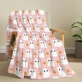 thumbnail image 4 of Halloween Cute Ghost and Spooky Pattern Blanket Throw Bedding Room Decor Flannel Blankets for Bed Sofa for Kids Adult, 4 of 4