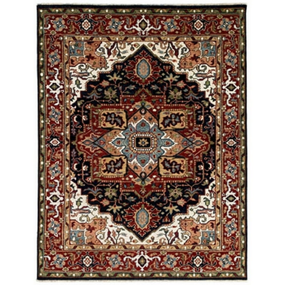 EORC Navy  Hand Knotted Wool Traditional Heriz Serapi  Rug, 10' x 14'