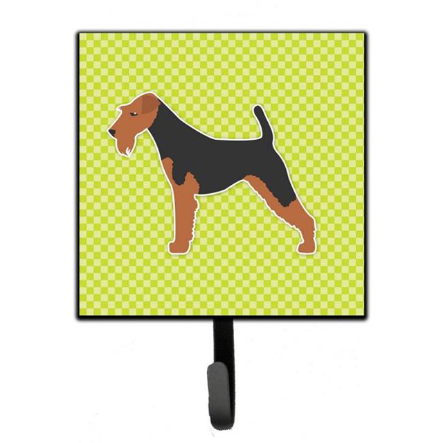 Carolines Treasures BB3785SH4 Welsh Terrier Checkerboard Green Leash or Key Holder