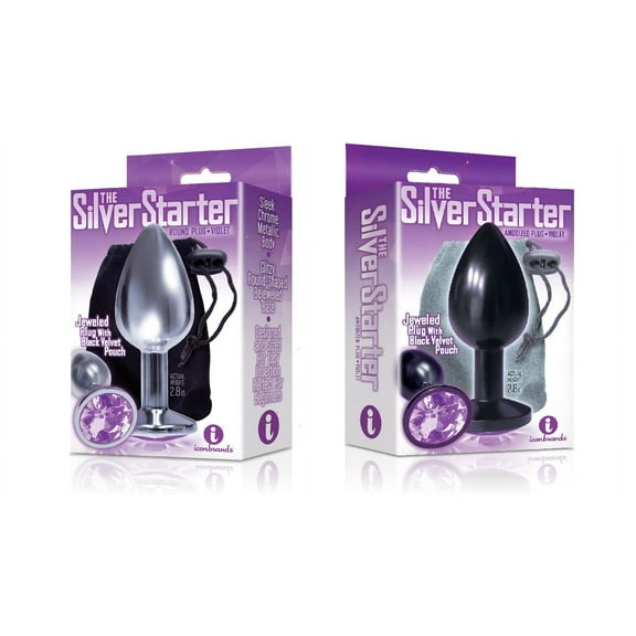 Sexy, Kinky Gift Set Bundle of The Silver Starter, Bejeweled Stainless Steel Plug, Violet and Icon Brands The Silver Starter, Bejeweled Annodized Stainless Steel Plug, Violet