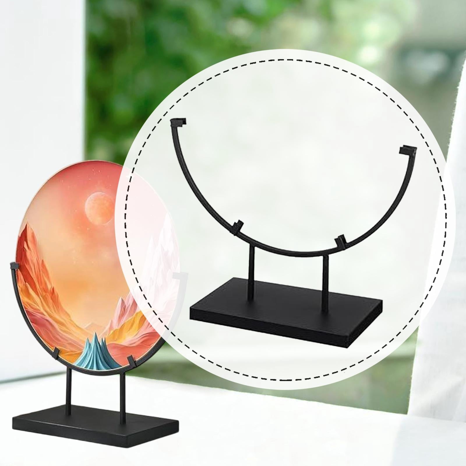 Baoblaze Classic Semicircle Metal Stand Decorative Glass Art Easel Table Panel Holder for 10 inch