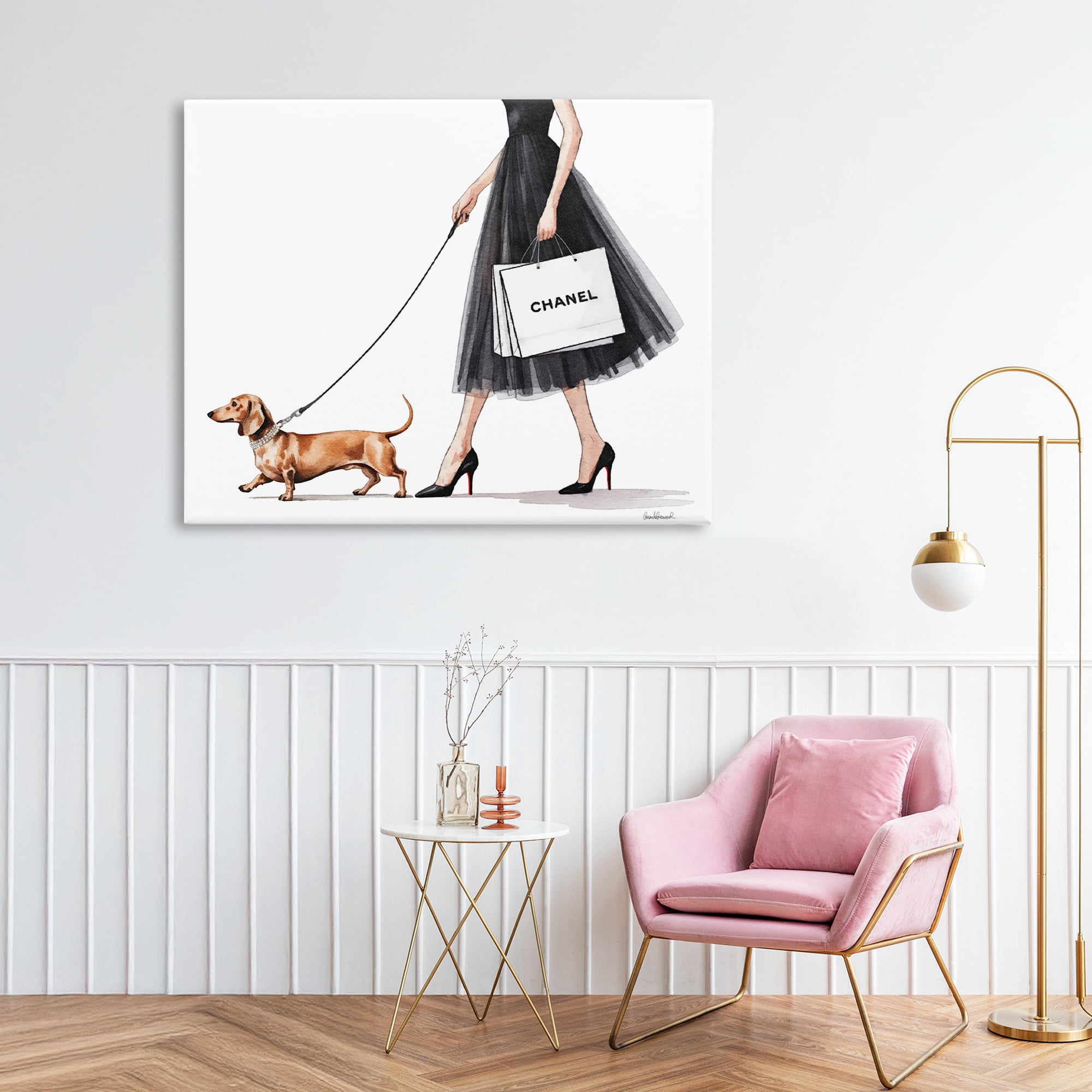 Stupell Industries Glam Dog Walking Canvas Wall Art, design by Amanda Greenwood