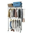 thumbnail image 3 of Zimtown Portable Closet System Heavy Duty Garment Rack Rolling Clothing Rack with Double Hanging Clothes Rod & Adjustable Shelves Organizer Silver, 3 of 14