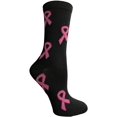 thumbnail image 6 of 60 Pairs of Pink Ribbon Breast Cancer Awareness Ankle/Crew Socks for Women, 6 of 7