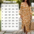 thumbnail image 6 of Xoenoiee Cherry Blossom Print Linen Dress for Women V Neck 3/4 Sleeve Boho Midi Dress Casual Spring Vacation Outfits, 4XL, 6 of 6