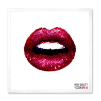Designart 'Sexy Red Girl Lips' Modern Framed Art Print