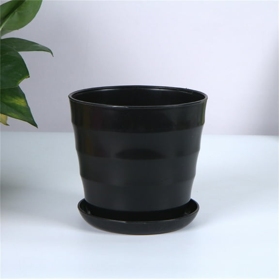 Plant Pots, Flower Pots for Plants with Drainage Holes and Saucer, Plastic Plant Pots Indoor Planters for Outdoor Plants Small Garden House Home Decor, Nursery Pots for Succulent, Black, Large
