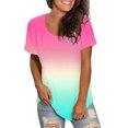 thumbnail image 1 of Gibobby Playera de Manga Corta Casual Suave Camiseta holgada manga corta con cuello redondo y estampado degradado Multicolor informal para mujer(Rosa caliente,XL), 1 of 3