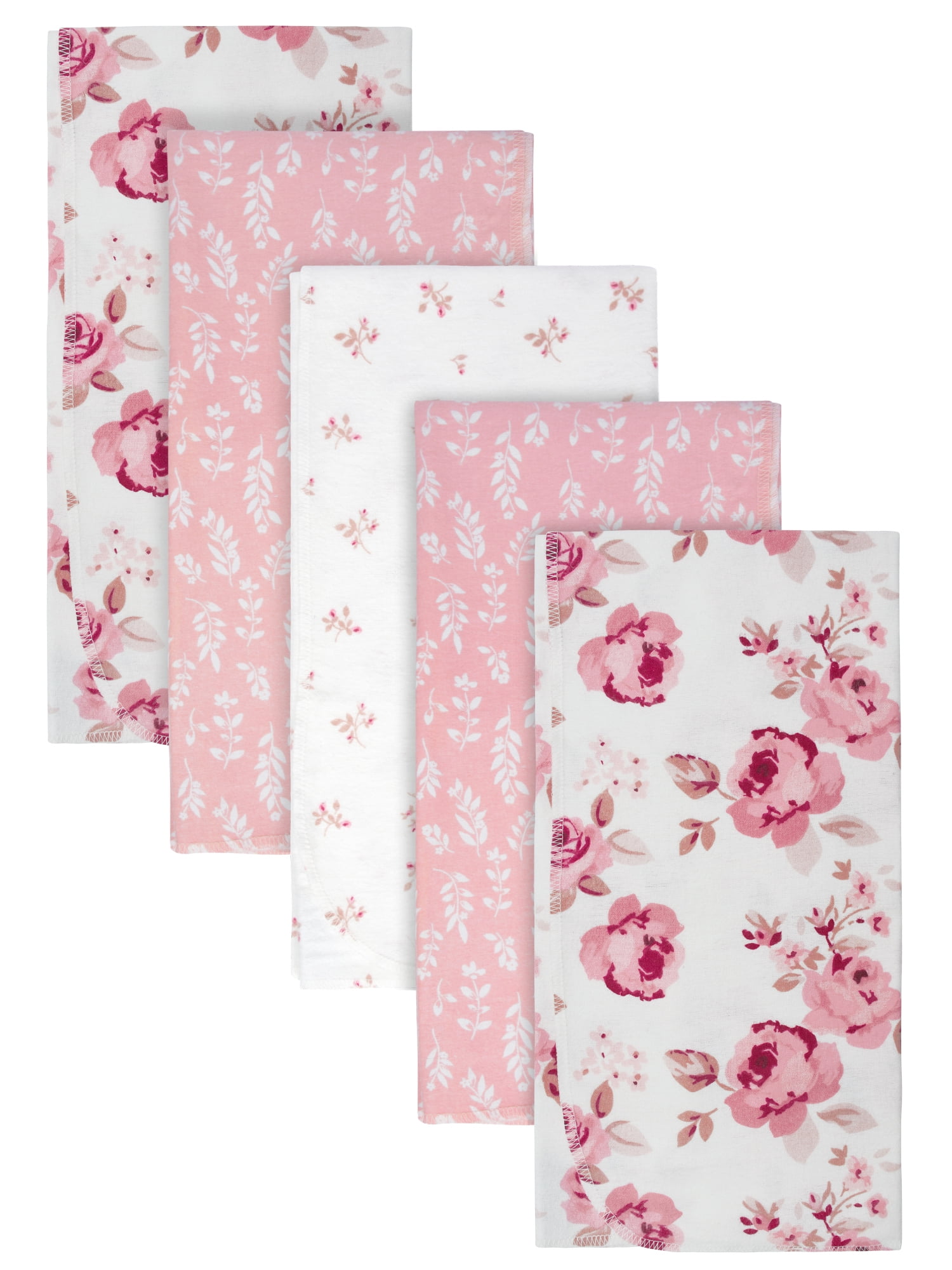 Modern Moments by Gerber Baby & Toddler Girl Flannel Blankets, 5-Pack, Pink Roses
