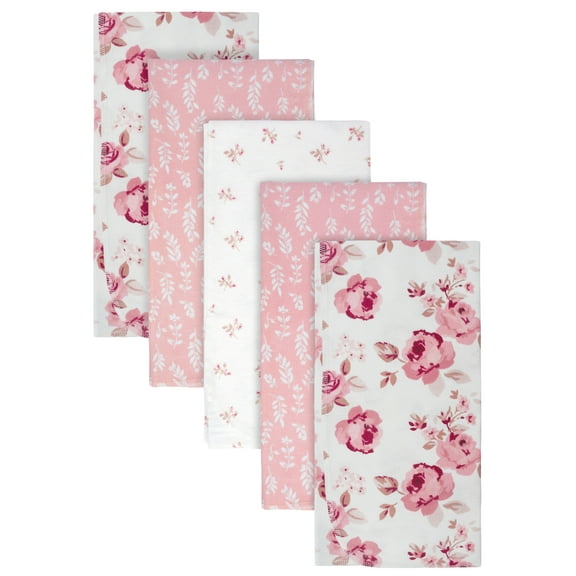 Modern Moments by Gerber Baby Girls Flannel Receiving Blankets, 5-Pack
