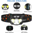 thumbnail image 4 of 2-Pack Rechargeable Headlamp with Motion Sensor & Waterproof Design for Camping, 4 of 5