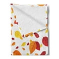 thumbnail image 2 of Leaf Soft Flannel Fleece Blanket, Colorful Fall Autumn Leaves on White Background Seasonal Design Modern Artwork, Cozy Plush for Indoor and Outdoor Use, 50" x 70", Red Orange Yellow, by Ambesonne, 2 of 5