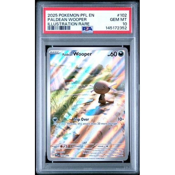 Graded 2025 PKM PFL EN Paldean Wooper #102 Illustration Rare Trading Card Game PSA 10 Gem Mint