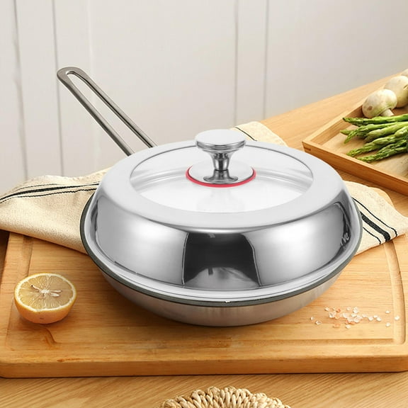 FRCOLOR Steel Pot Lid Heat-Resistant Glass Cover Multi-Purpose Kitchen Lid For Woks Frying Pans Prevents Spills And Keeps Kitchen Clean