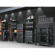 (2 pack) Hyper Tough Hyper Stack 32-Inch Wall Storage System, 6-Piece Set with Hooks and Bin, Black