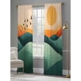 thumbnail image 4 of Abstract Sheer Curtains 108 Inches Long 2 Panels Peaks Sun Set Birds Oil Painting Light Filtering Semi Sheer Window Curtains Drapes for Bedroom Living Room 52"x108", 4 of 7