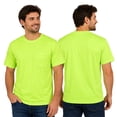 thumbnail image 2 of Gildan High Visibility Pocket T-Shirt for Men Hi Vis Reflective Workwear Short-Sleeved Safety Shirt (Safety Green Pack 2, M), 2 of 9