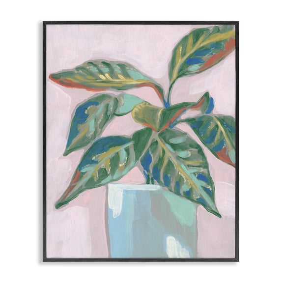 Stupell Industries Contemporary Potted Plant Pink Green Black Framed Giclee Art, 11 x 14, by Jennifer Goldberger
