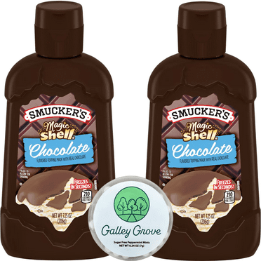 Smucker's Magic Shell Chocolate Flavor Ice Cream Topping (2-Pack) Bundle With Galley Grove Sugar Free Peppermint Breath Mints