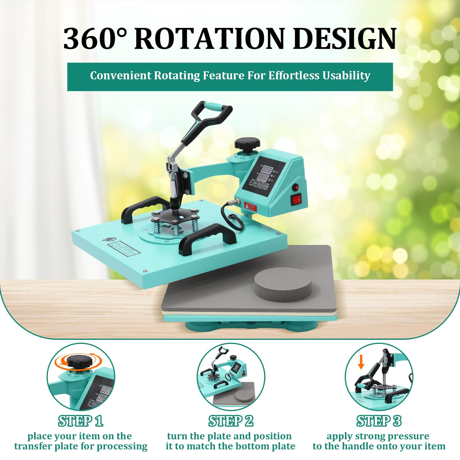8 in 1 Heat Press Machine 360° Swing Away Digital Shirt Printing Machine Multifunction Heat Transfer Sublimation Combo Heat Press for T-Shirt Cap Mug Plate Pillow Bag