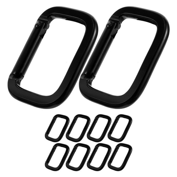DECOMELODY 10Pcs Black Carabiner Clip Heavy Duty D Rings For Gear And Accessories In 2.04X1.38X0.31in Size