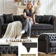thumbnail image 4 of Chesterfield Sofa, Retro Style Upholstered Tufted Button Couch 3 Seater with Rolled Arms and Nailhead for Living Room, Bedroom, Office, Apartment,Black, 4 of 8
