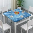 thumbnail image 3 of Blue White Tie Dye Swirl Pattern Square Fitted Tablecloth with Elastic Edge,Square Table Cover,Washable Elastic Table Cover for Home Kitchen Party Decor 34"x34", 3 of 6
