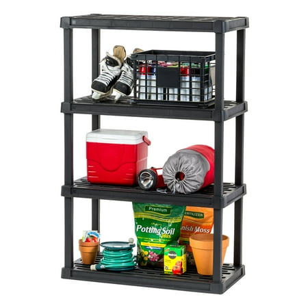 IRIS USA 4-Tier Shelving Unit  56  Fixed Height  Large Storage Organizer for Home  Garage  Basement  Shed and Laundry Room  36 W x 18 D x 56 H  Made with Recycled Materials  Black