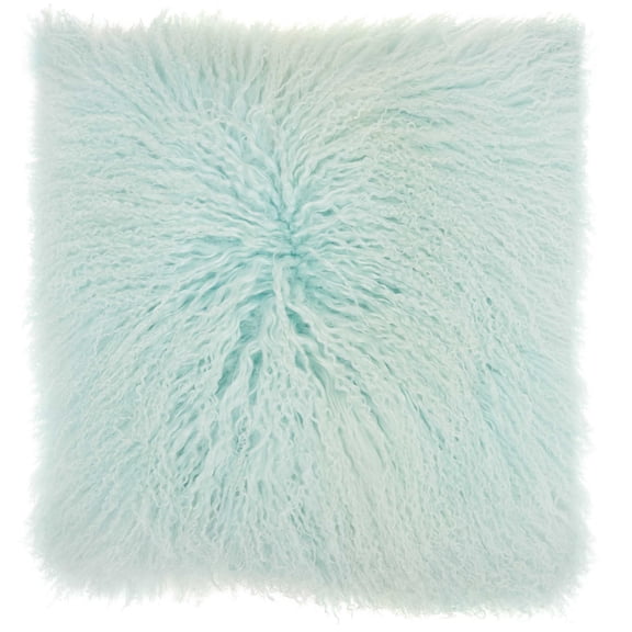 Nourison Couture Fur Tibetan Lamb Seafoam Throw Pillow