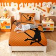 thumbnail image 5 of meiyoeat Sport Basketball Player Twin Sheets for Boys, Abstract Stripes Bedding, Orange Black, 3-Piece, 1 Flat Sheet, 1 Fitted Sheet and 1 Pillowcase, 5 of 6