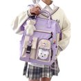 thumbnail image 3 of Fashnice Anti-Theft Laptop Backpack Bookbag Daypack Knapsack Business School Bag Rucksack Purple Backpack+ 3 Badges+ 1 Bear Head+ Pendant, 3 of 4