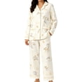 thumbnail image 2 of WHEANG Womens Pajama Sets 2 Piece Cute Patterned Fall Comfy Soft Pj Set With Pockets Long Sleeve Button Up Collar Tops And Pants Pajamas for Women Set Size M Multicolor, 2 of 5