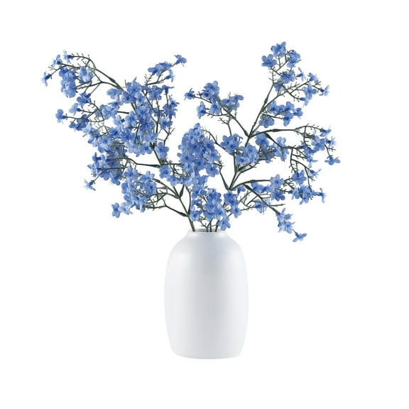 My Texas House Blue Faux Floral Springs in White Ceramic Vase, 16" Height