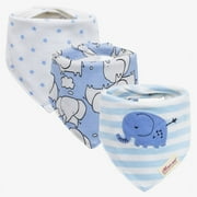 3pcs Per Lot Baby Bibs Bandana Set Cotton Multi-Style Triangle Cartoon Babadores Para Bebe Infant Boys Girls Saliva Towel KF025 light blue elephant