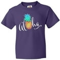thumbnail image 3 of Inktastic Aloha- in cursive with pineapple rainbow colors Youth T-Shirt, 3 of 5
