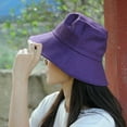 thumbnail image 4 of SikaFu Solid Color Bucket Hat for Women Foldable Sunscreen Panama Fisherman Hat Female Outdoor Sun Prevent Hat Travel Beach Cap, 4 of 6