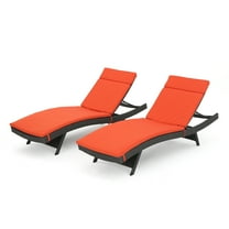 Noble House Anthony Outdoor Wicker Lounge with Cushion, Set of 2, Grey, Orange