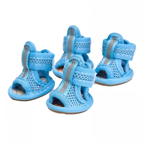GASTROPOD 2026 New 4Pack Mesh Dog Shoes Soft Pet Boots with Adjustable Straps, Summer Non-Slip Dog Shoes Breathable Dog Sandals with Rubber Sole for Hot Pavement Gravel Road