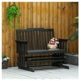 thumbnail image 2 of 2-Person Patio Glider Bench - Outdoor Wood Rocking Chair Loveseat for Garden, Porch - Black, 2 of 9