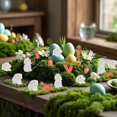 thumbnail image 4 of 8 PCS Mini Bunnies Easter - Mini Resin Rabbits Miniature Figurines Tiny Animals to Hide, Easter Egg Filler Stuffers DIY Crafts Fairy Gardens Table Decor (White), 4 of 7