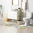 thumbnail image 5 of Toilet Rug U-Shaped Bathroom Rugs Non-Slip Soft Plush Machine Washable Contour Bath Mat Light Blue Gold Marble 24x20, 5 of 9