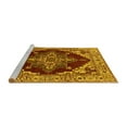 thumbnail image 2 of Ahgly Company Machine Washable Indoor Square Oriental Yellow Industrial Area Rugs, 3' Square, 2 of 4