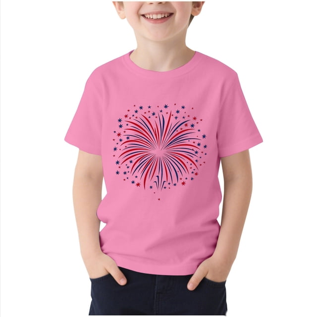T-Shirt pour Enfants, Imprimé de la Fête de l'Indépendance à Manches Courtes et Col Rond, Haut Décontracté et Polyvalent pour Garçons et Filles de 3 à 15 Ans