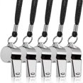 thumbnail image 1 of 5-pack stainless steel whistle with strap, 1 of 5