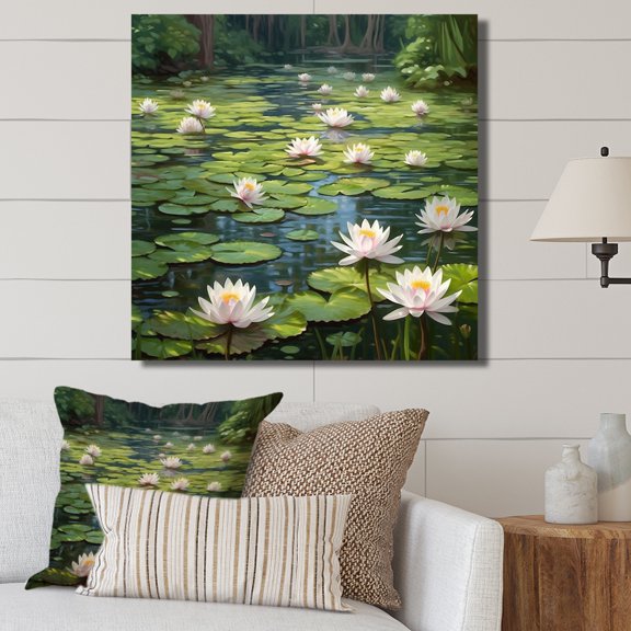 Designart "Magical Pond With Lily Pads And Lotus" Lotus Wall Decor