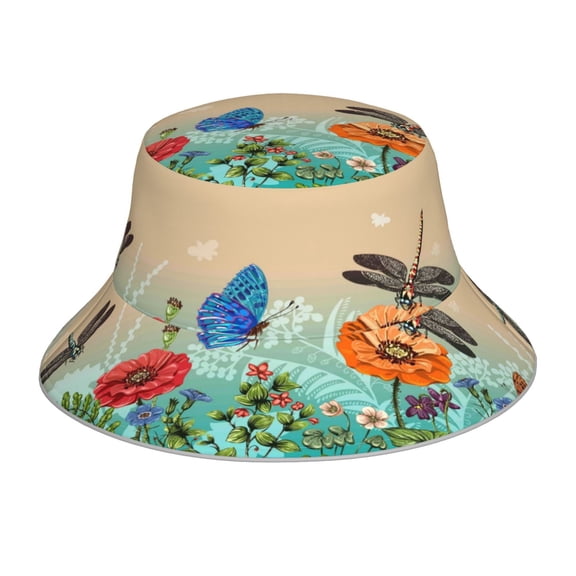 Balery Colorful Plants And Insects Sun Hats for Men Women Bucket Hat UPF 50  Buckey Hat Boonie Hat Foldable UV Protection Hiking Beach Fishing Summer