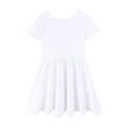 thumbnail image 4 of XIMIN Robe d'Été Décontractée pour Filles à Manches Courtes, Col Ras du Cou, Ligne A, Fluide, Midi, Robe Soleil pour l'École, Fête, Plage, Vacances, Tenue Quotidienne (Blanc, 4-5 Ans), 4 of 6